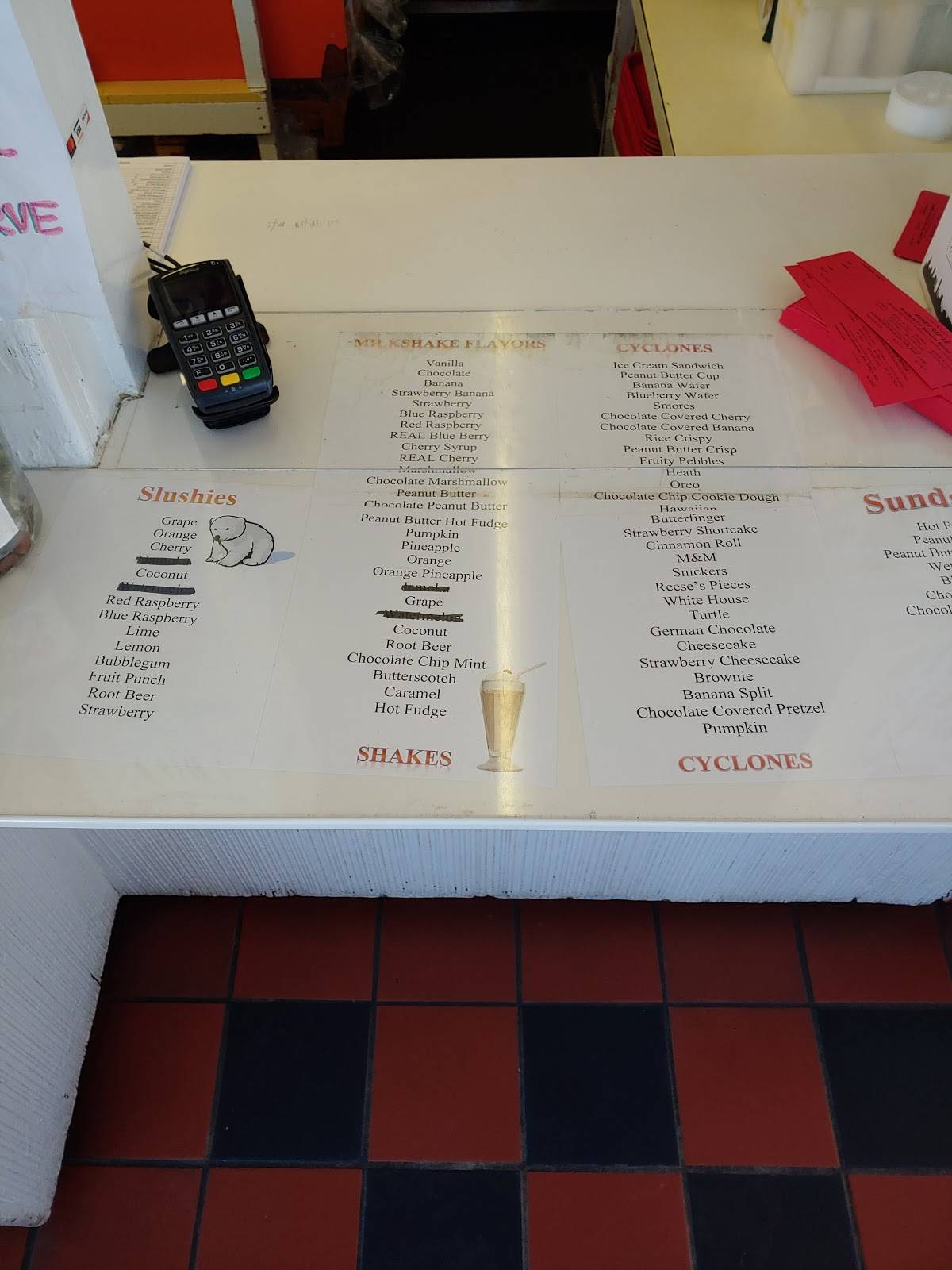 Menu at Joe's Drive In fast food, Punxsutawney