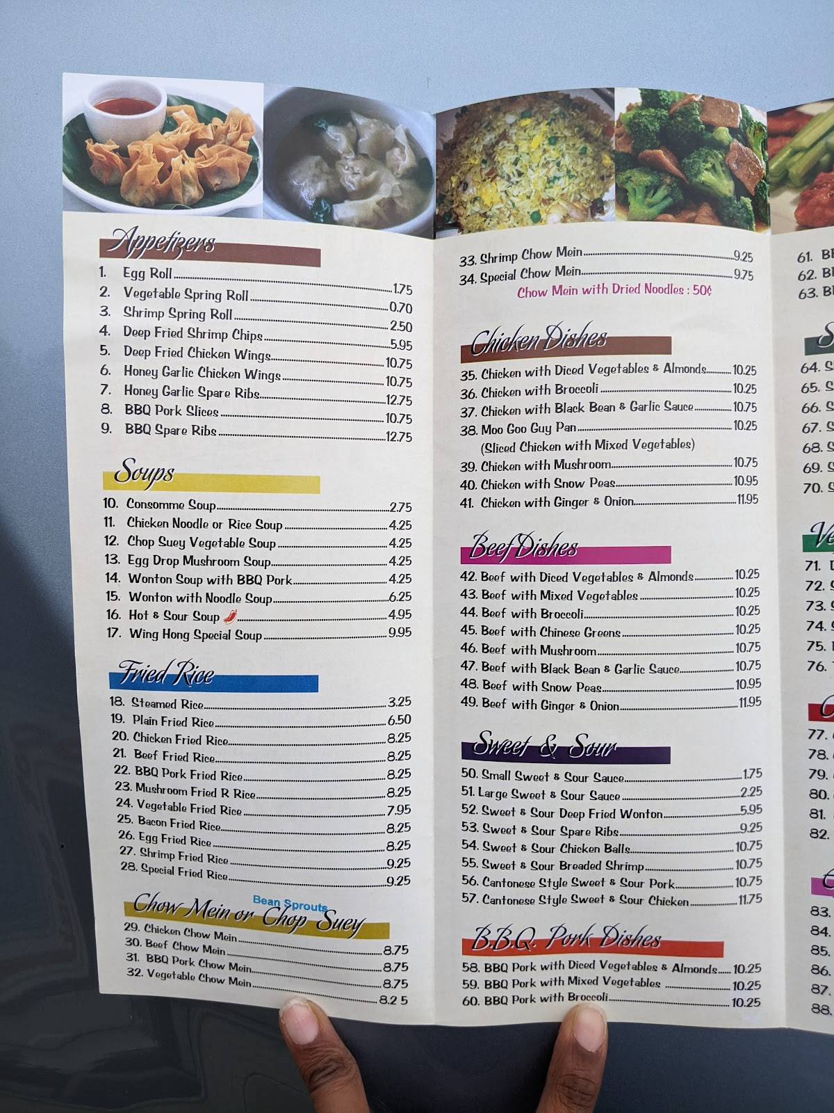 Menu at Wing Hong Restaurant, Goderich