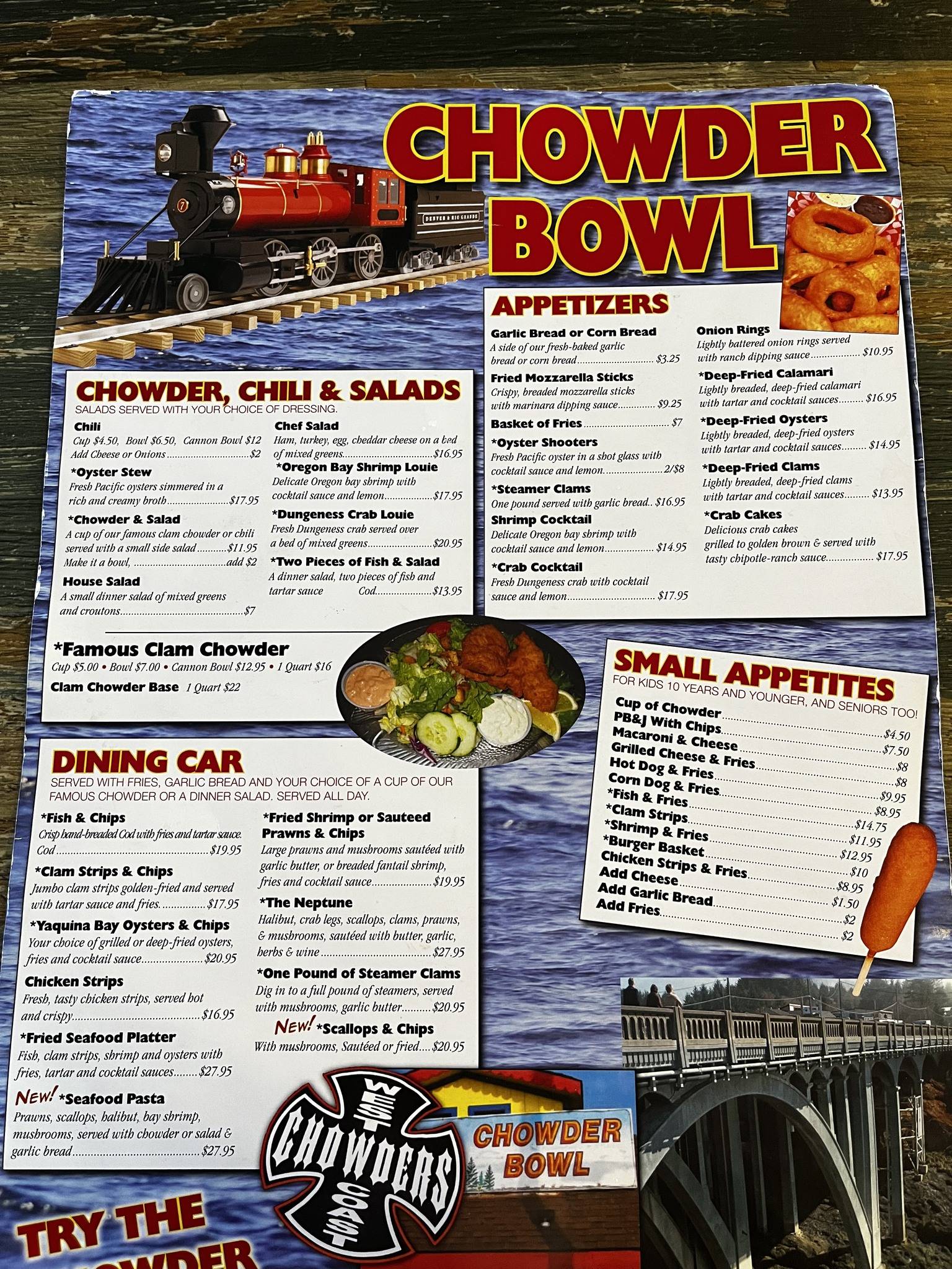 Menu at Chowder Bowl restaurant, Depoe Bay