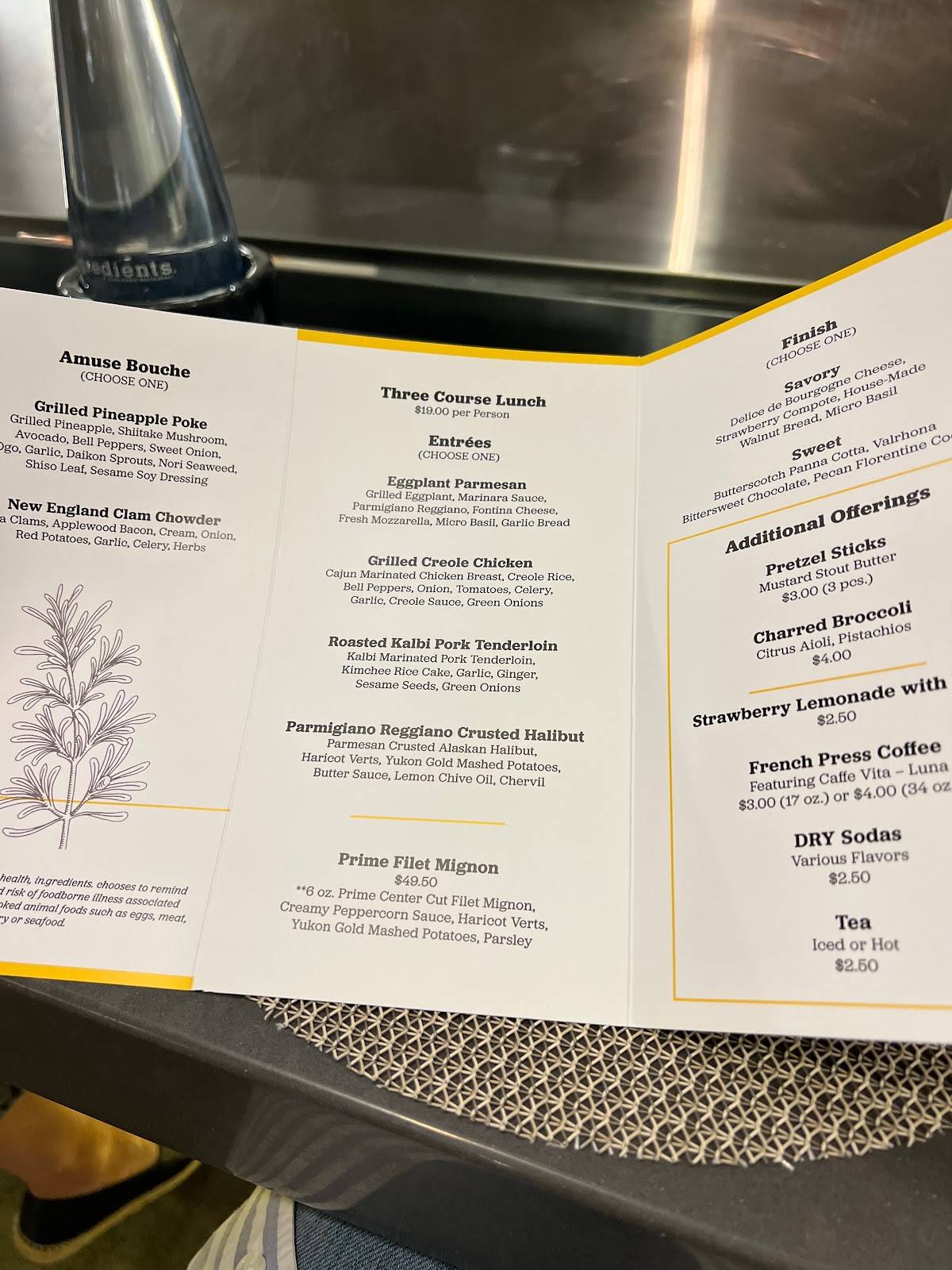 Menu at In.gredients restaurant, Redmond