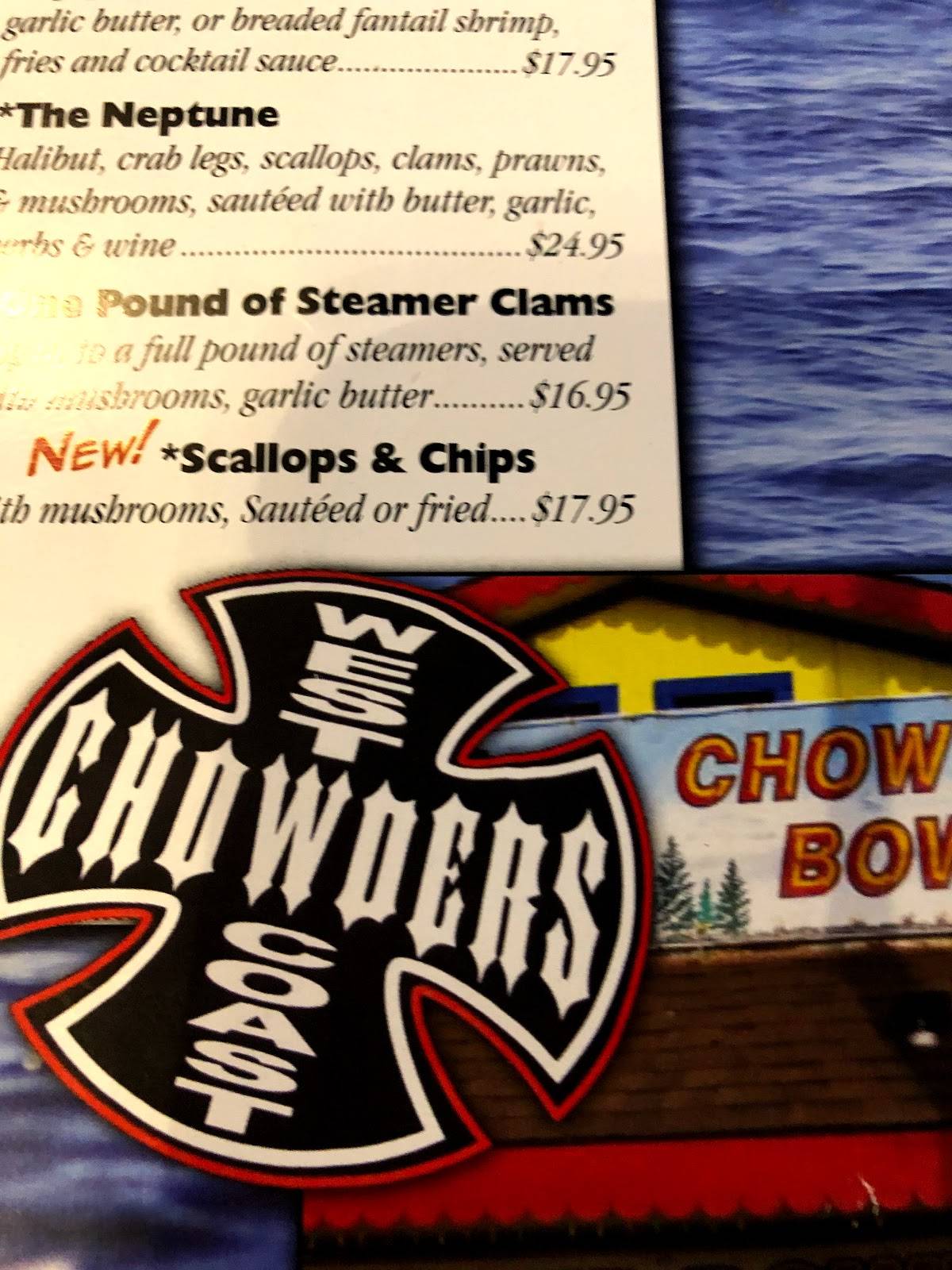 Menu at Chowder Bowl restaurant, Depoe Bay