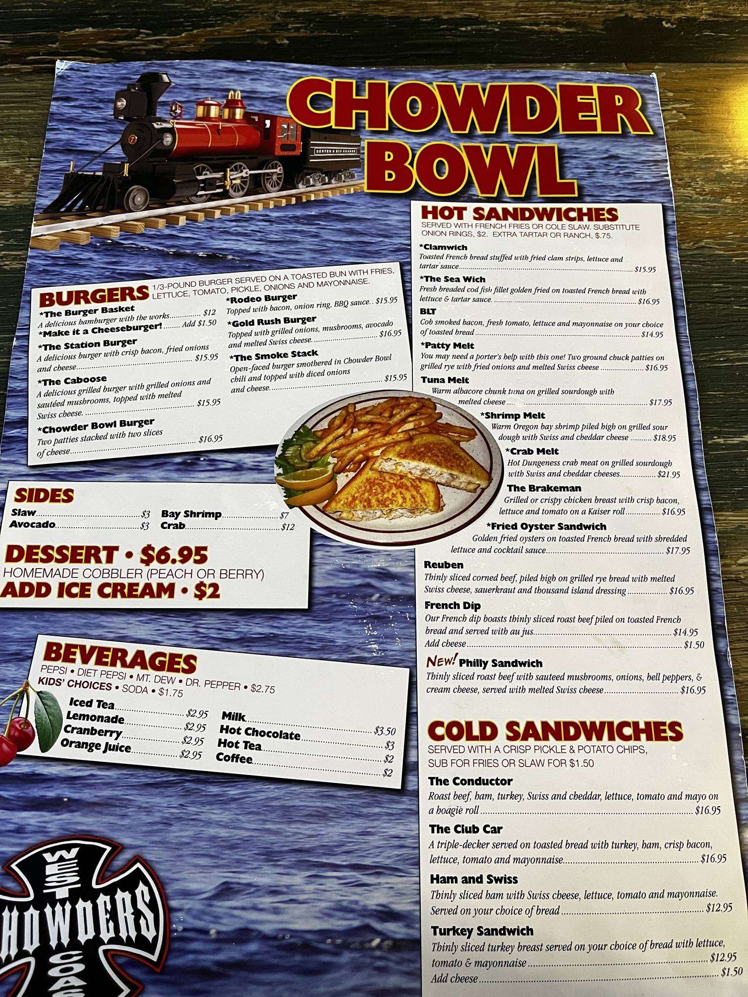Menu at Chowder Bowl restaurant, Depoe Bay