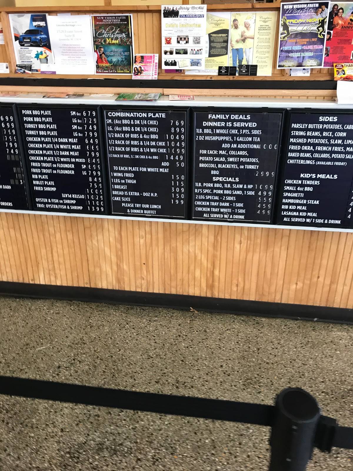 Menu at RJ's Famous Chicken, BBQ & Ribs, Greenville