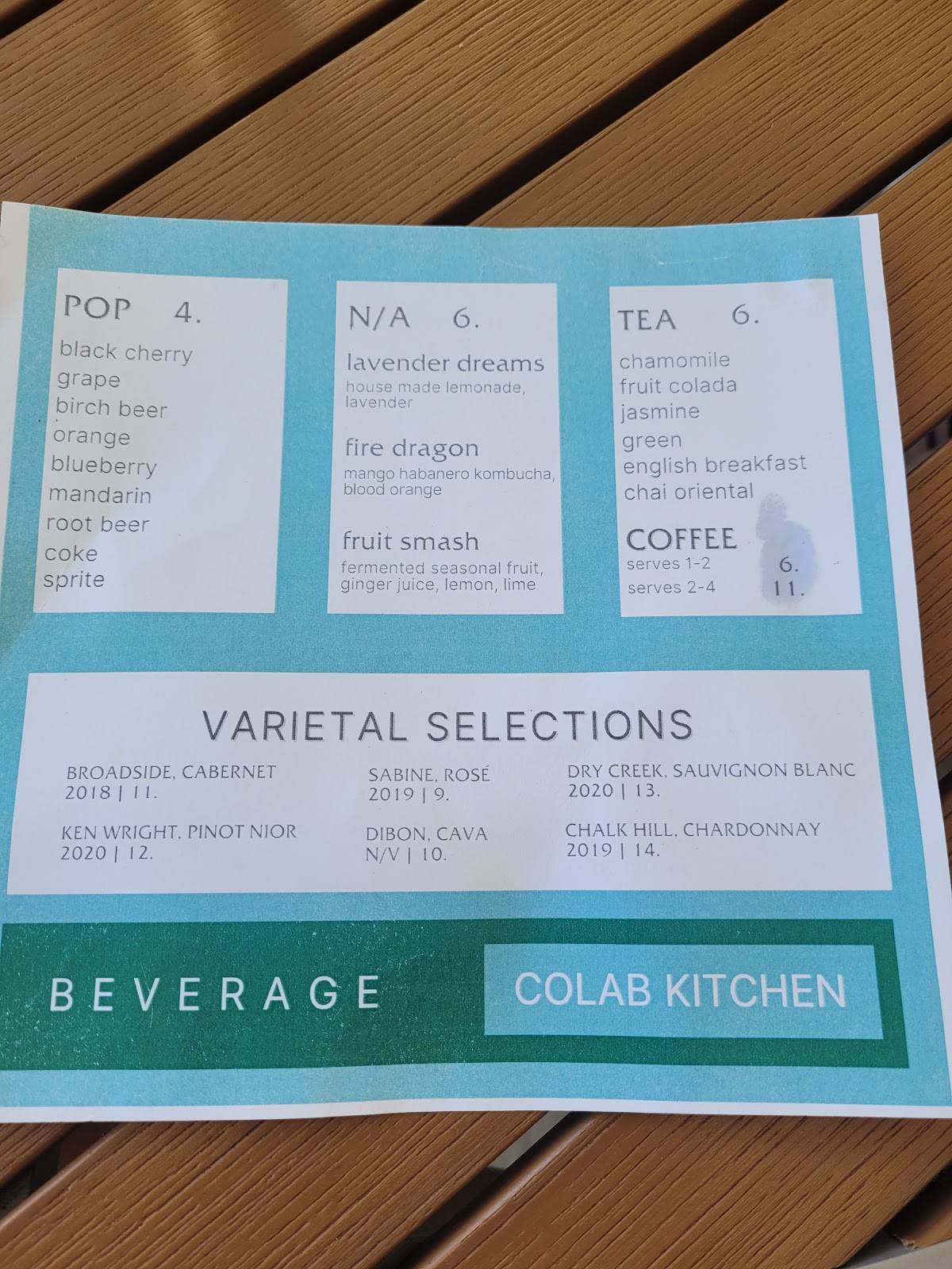 Menu at CoLab Kitchen Restaurant, Stuart