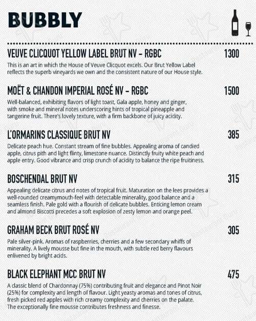 Menu at Butcher Block Restaurant Umhlanga, Durban, 2 Ncondo Place