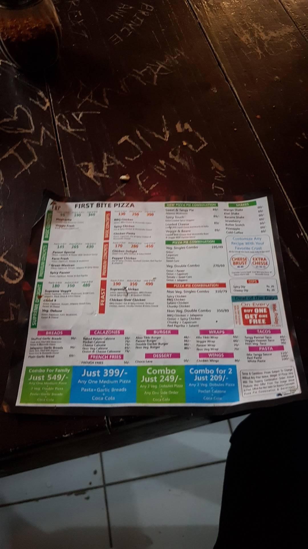 Menu at First Bite Pizza, Kurali