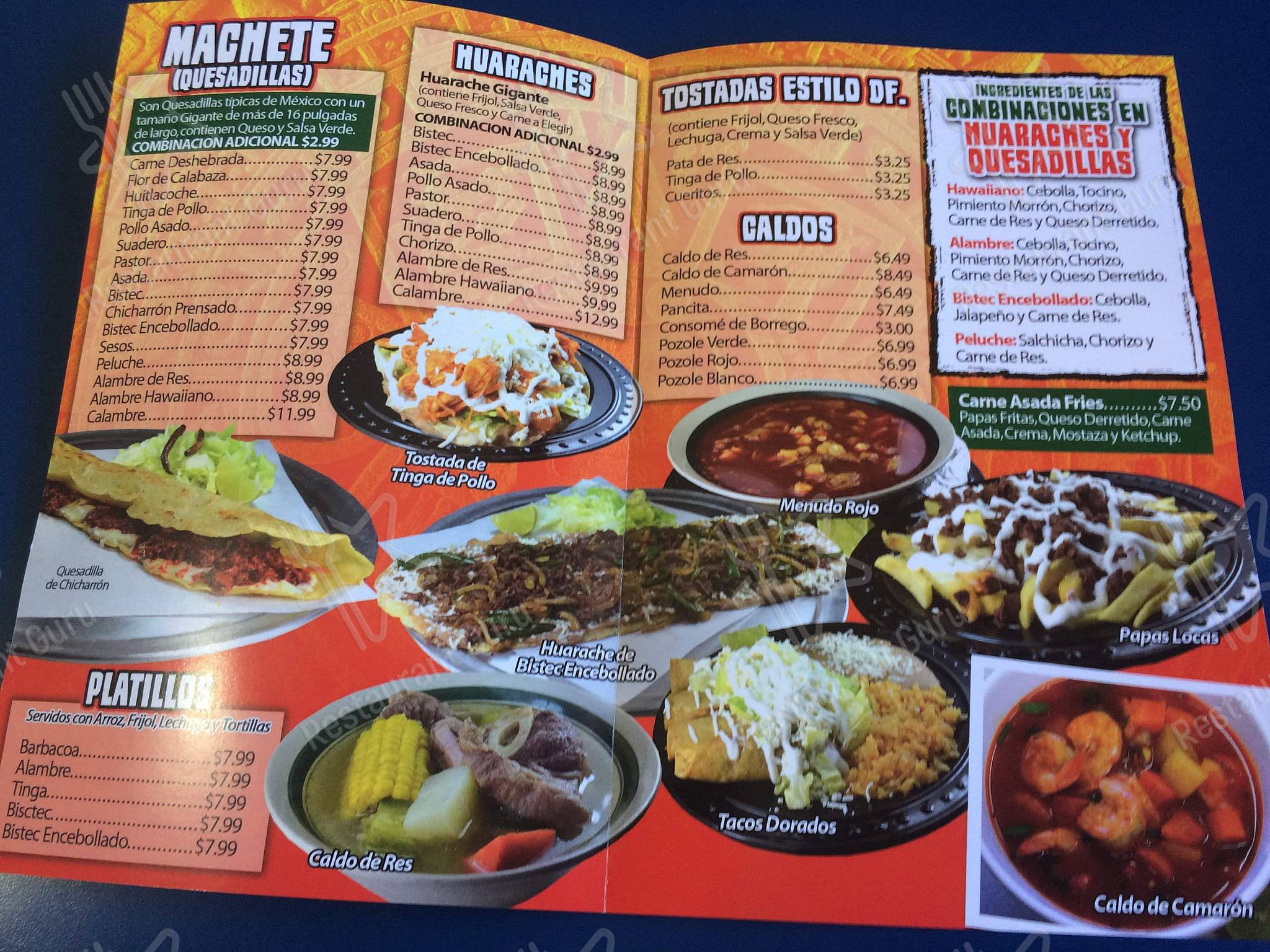 Menu at Machete Azteca restaurant, Phoenix, W Indian School Rd