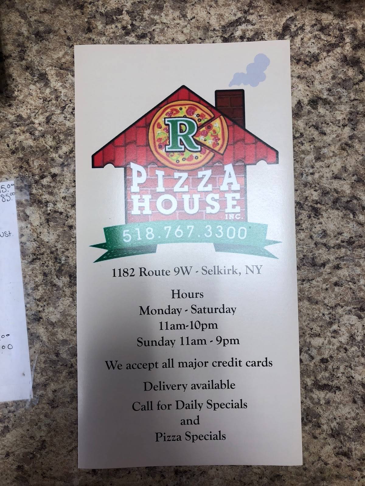 Menu at R Pizza House restaurant, Selkirk