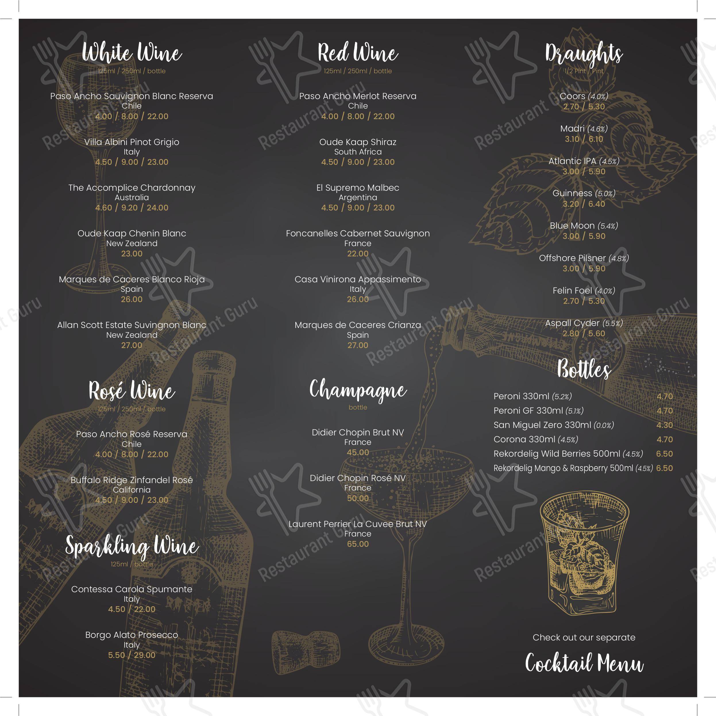 Menu at Future Inn Cardiff Bay restaurant, Cardiff, Hemingway Rd