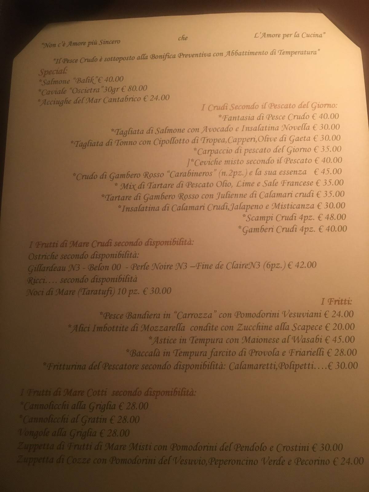 Menu da Coco Loco ristorante, Napoli, Vicolo Santa Maria Cappella Vecchia