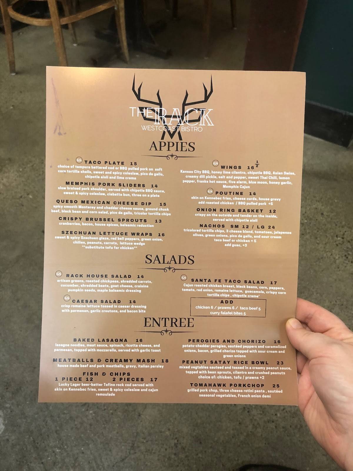 Menu at The Rack Bistro pub & bar, Langford