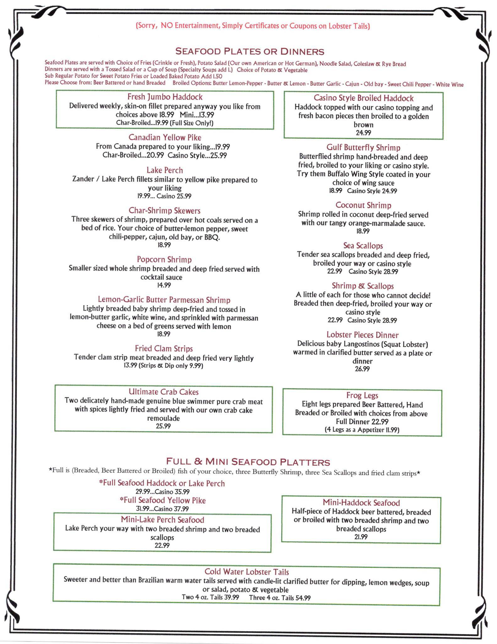 Menu at GDI Countryside Inn restaurant, Alden, Sandridge Rd