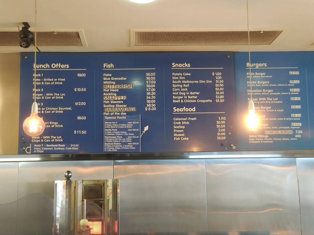 Menu at Point Hook Fish & Chips fast food, Point Cook