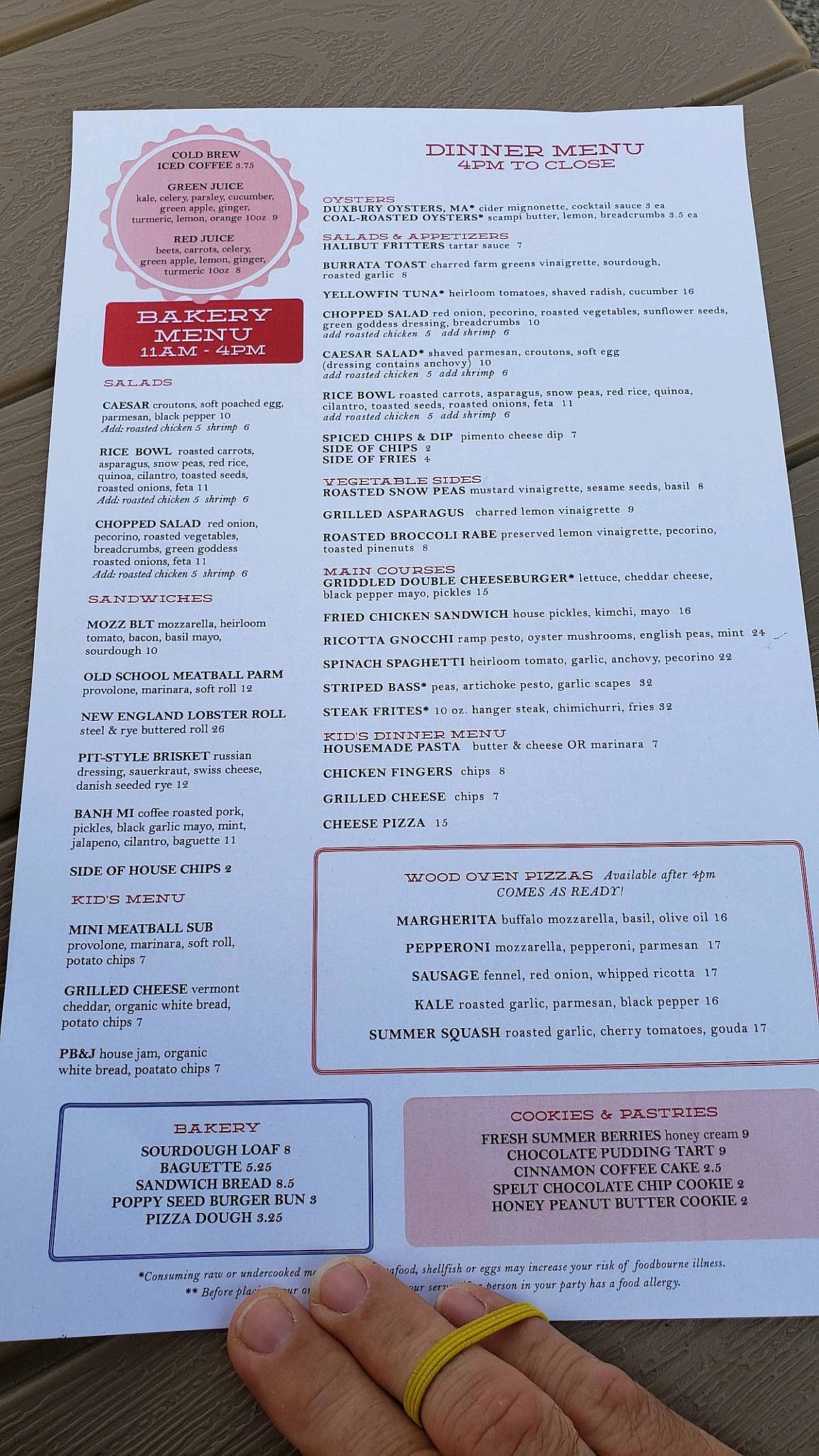 Menu at Steel & Rye restaurant, Milton