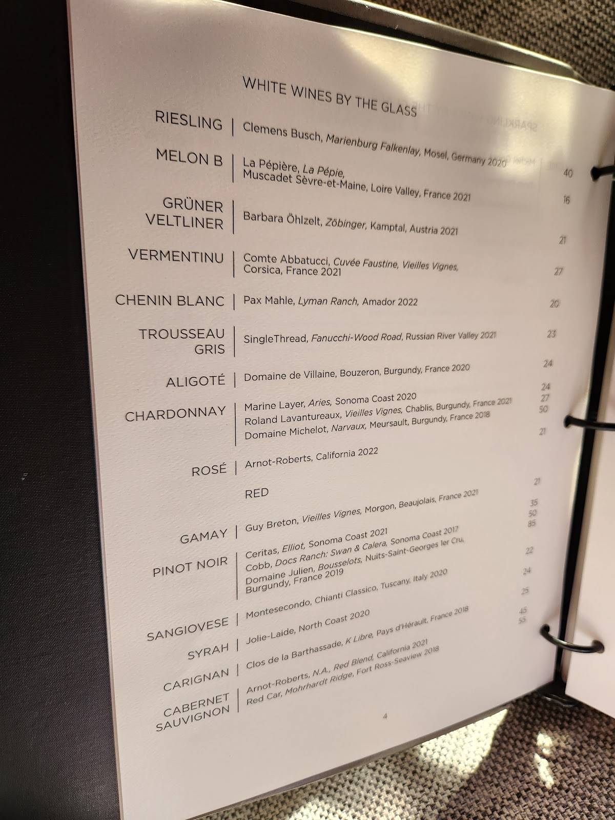 Menu at SingleThread Farm Restaurant Inn, Healdsburg