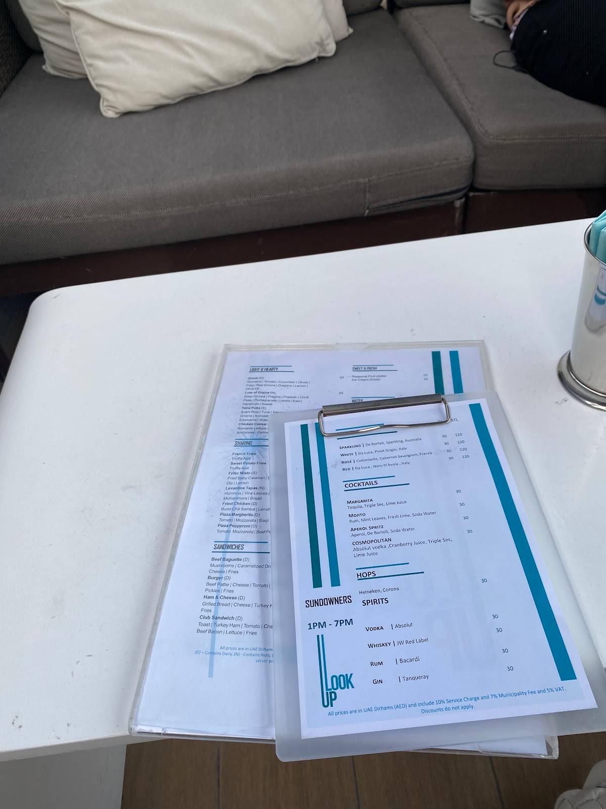 Menu at LookUp Rooftop Bar, Dubai