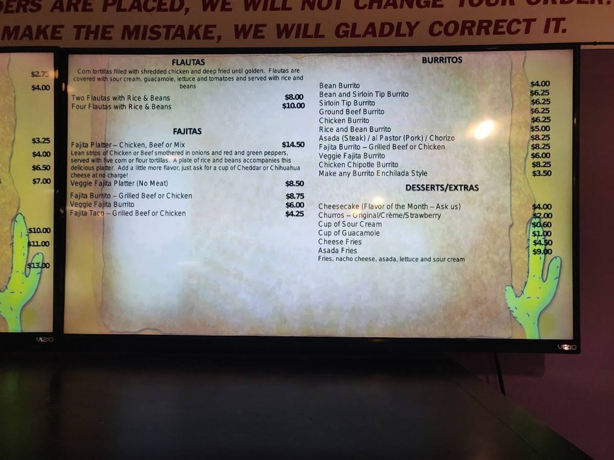 Menu at Tacos El Rey restaurant, Kenosha, Birch Rd