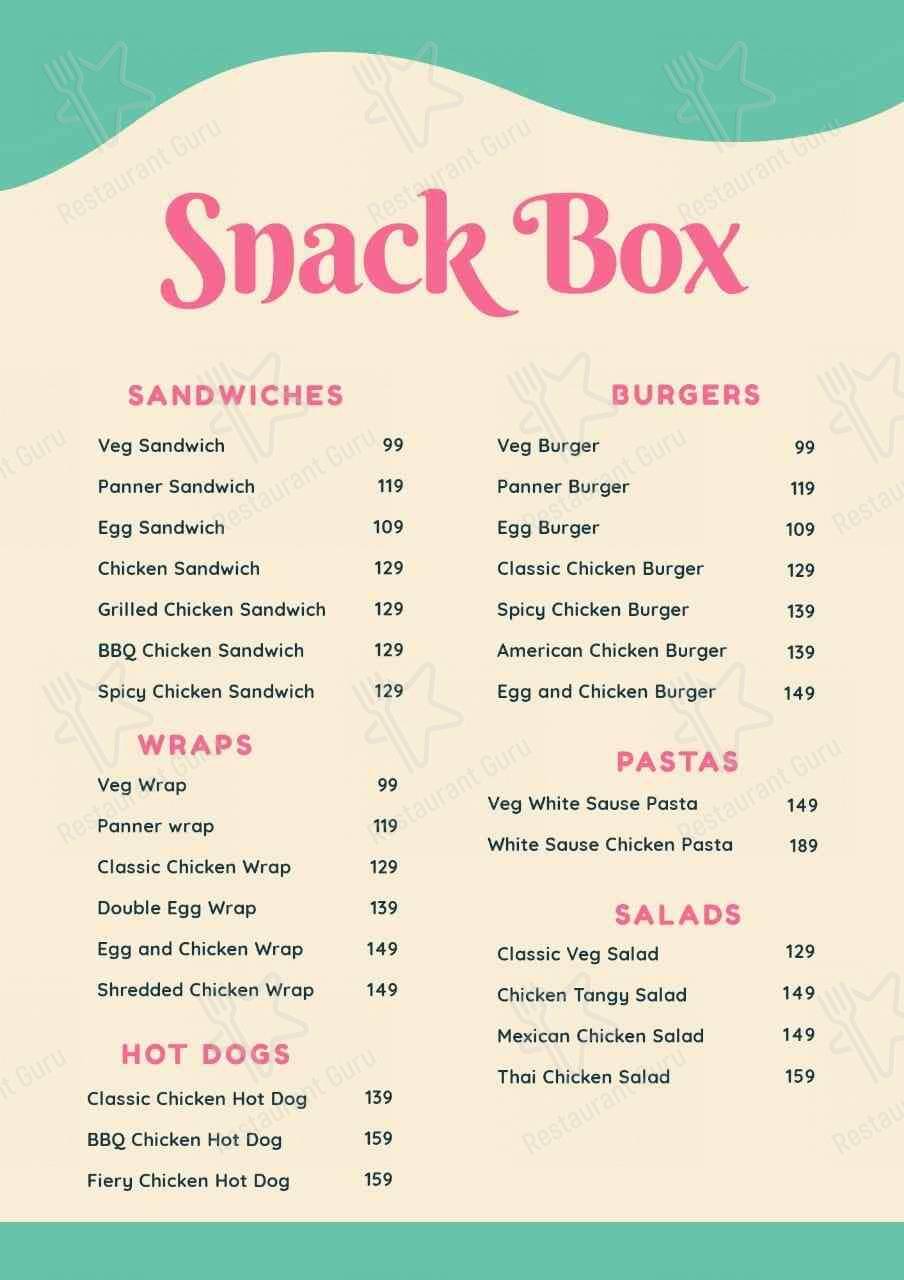 Menu at The Red Box, Vijayawada