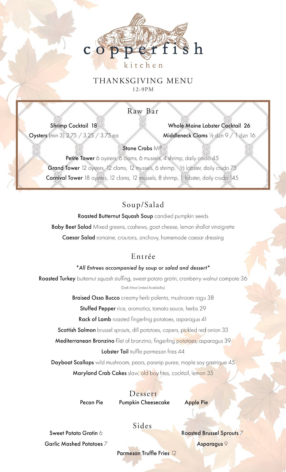 Menu at Copperfish Kitchen restaurant, Boca Raton