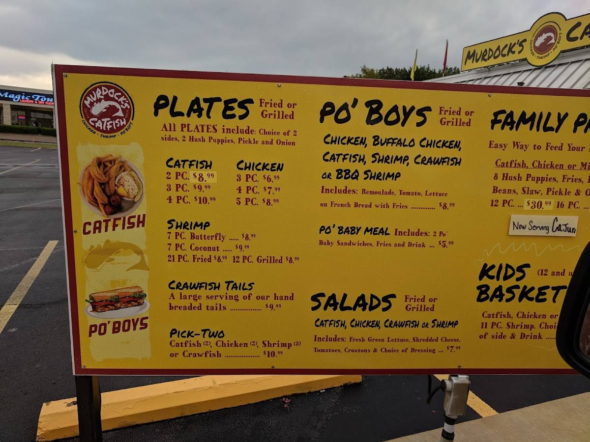 Menu at Murdock's Catfish restaurant, Jonesboro, S Main St