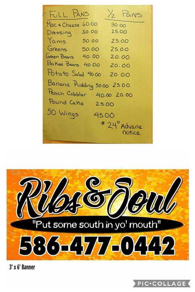 Menu at Ribs & Soul BBQ, Mount Clemens