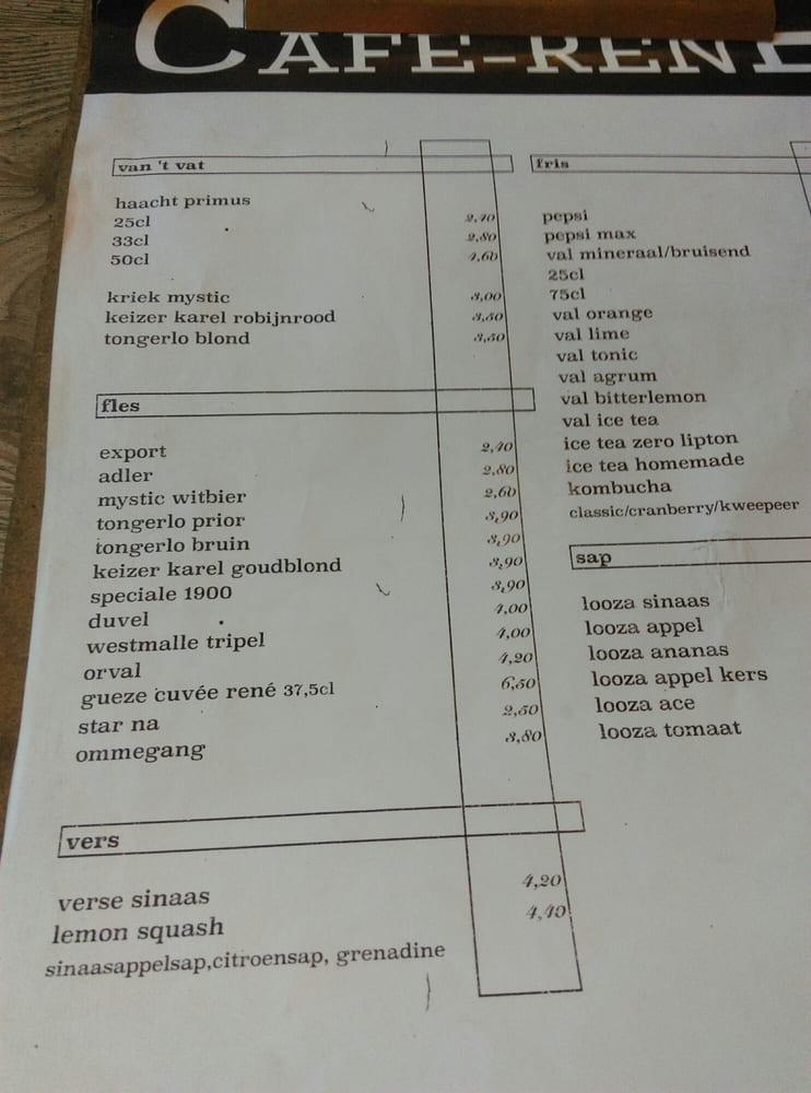 Speisekarte von Café René, Gent