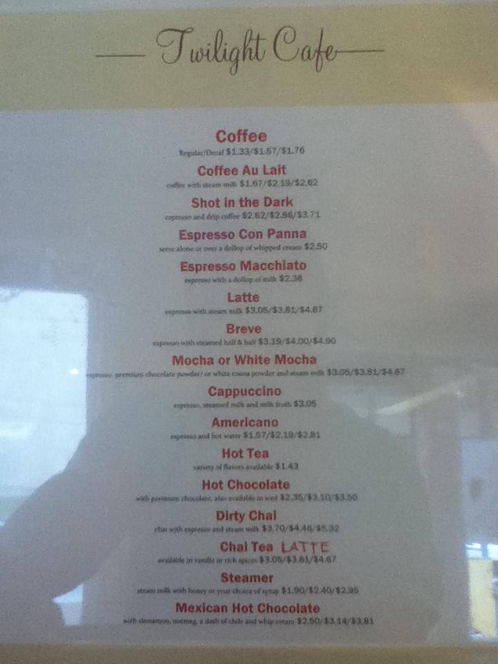 Menu at Twilight Cafe, Juneau, 324 Willoughby Ave