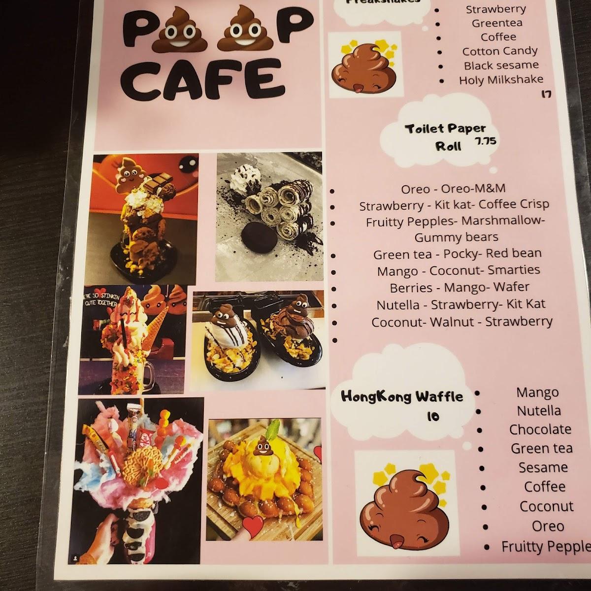Menu at Poop Café, Toronto