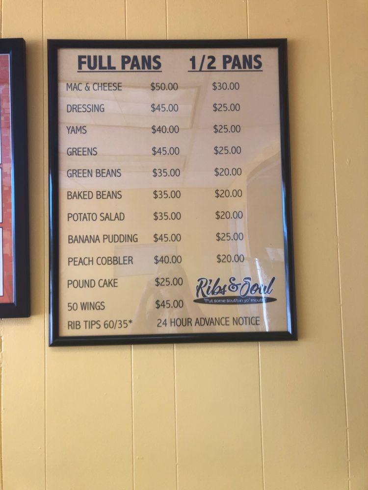 Menu at Ribs & Soul BBQ, Mount Clemens