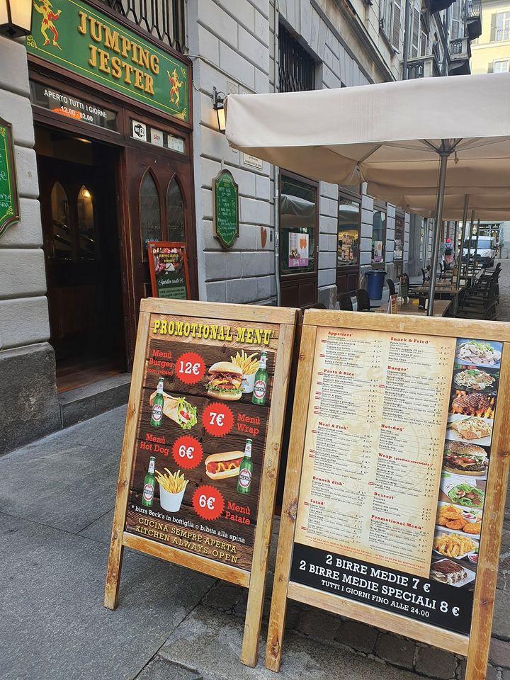 Menu da Jumping Jester Pub, Torino