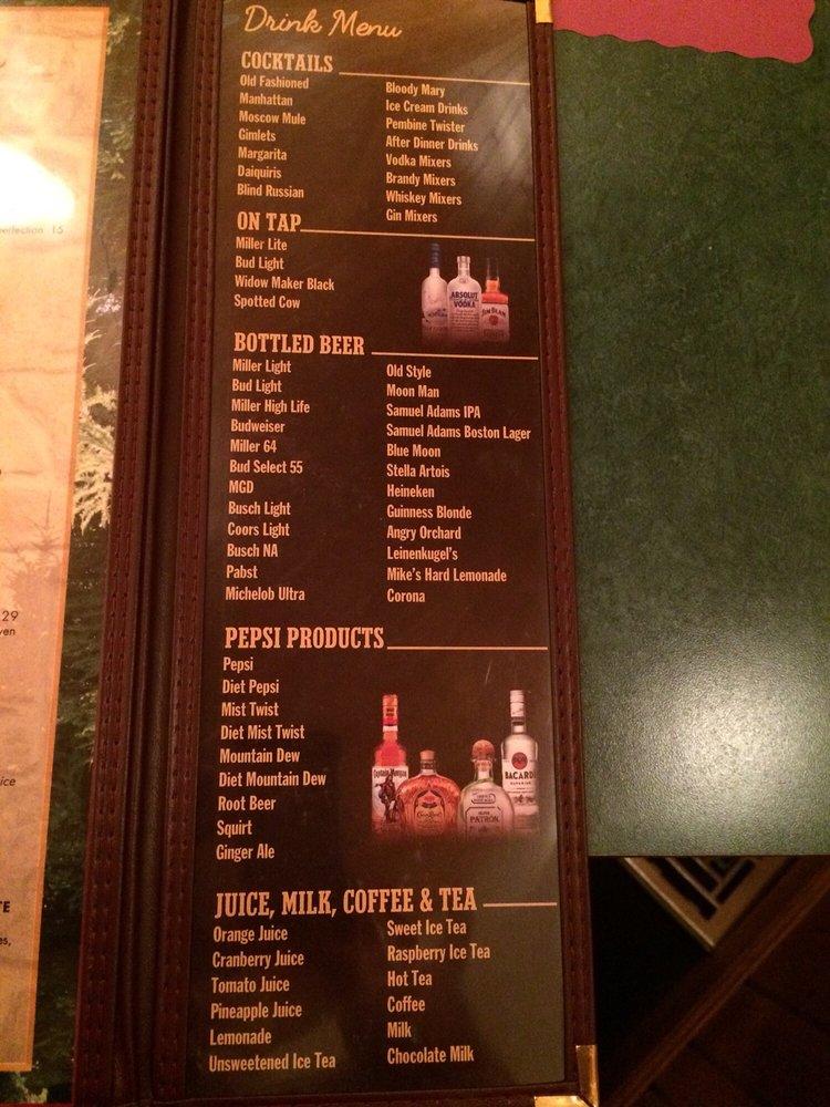 Menu at Paris In Pembine club, Pembine