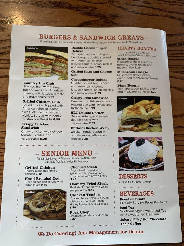 Menu at Country Inn Restaurant, Mount Orab, 290 BrooksMalott Rd