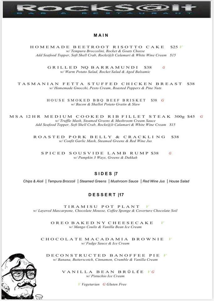 Menu at Rocksalt Bar & Restaurant, Gladstone Central