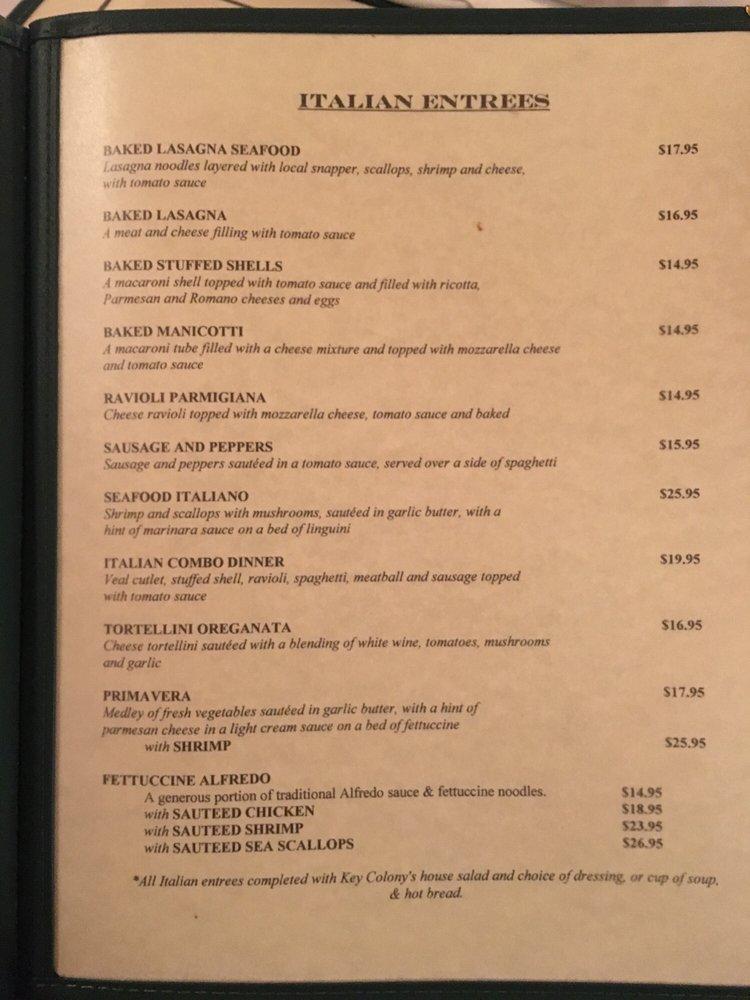 Menu at Key Colony Inn Restaurant & Lounge, Key Colony Beach