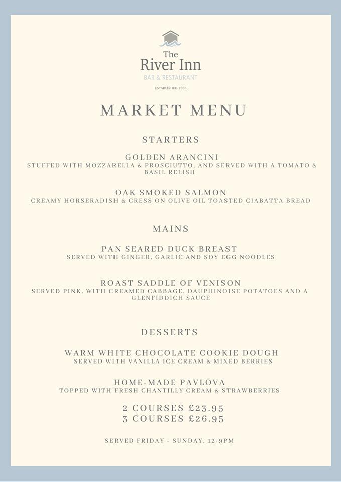 Menu at River Inn restaurant, Houston