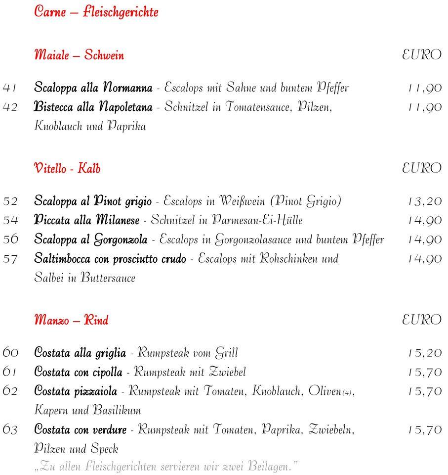 Menu at Pasta e Vino Ristorante restaurant, Augsburg