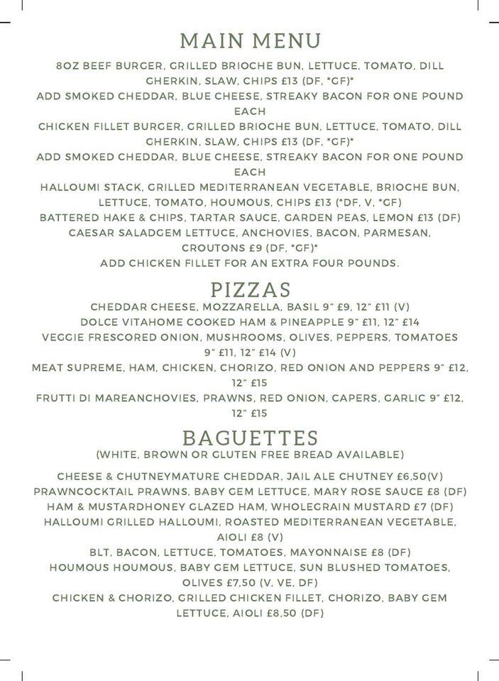Menu at The Puffing Billy Inn pub & bar, Exeter