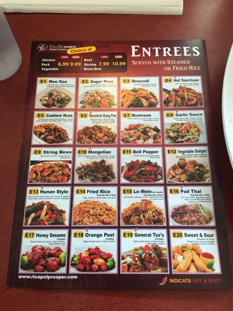 Menu at Rice Pot Express restaurant, Prosper, N Preston Rd 40