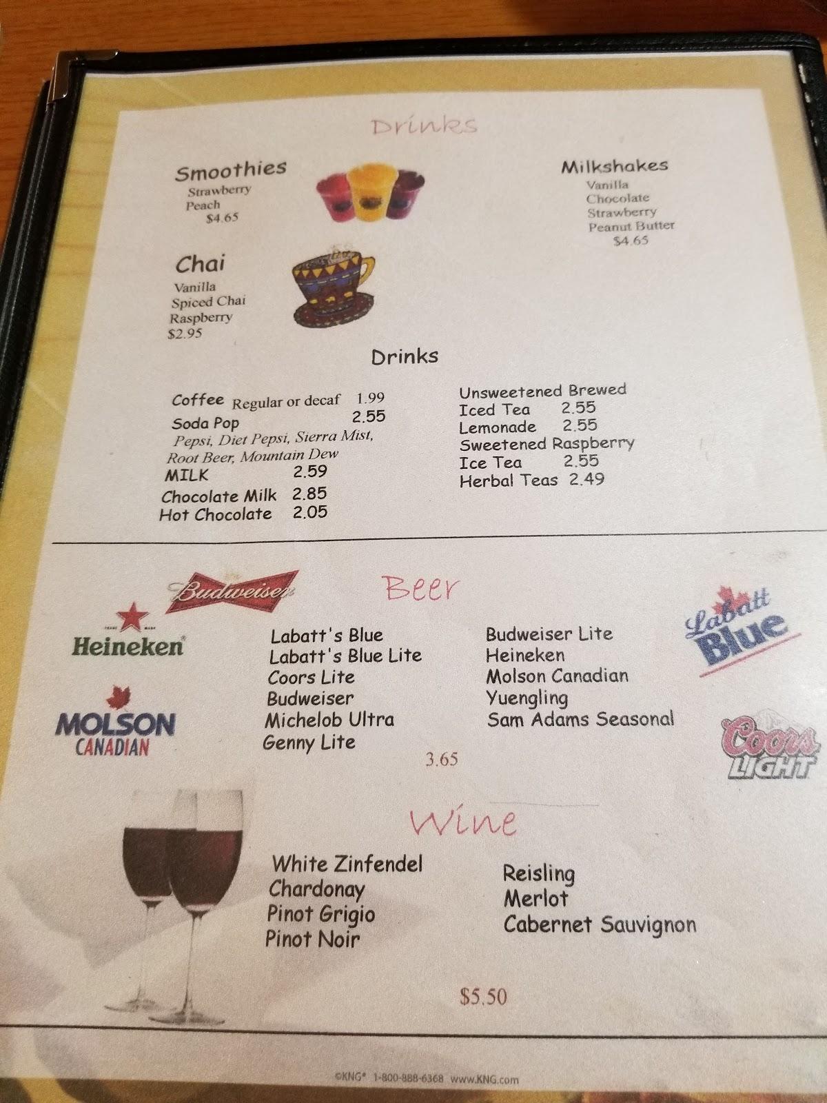 Menu at Peppermint's Restaurant, Avon