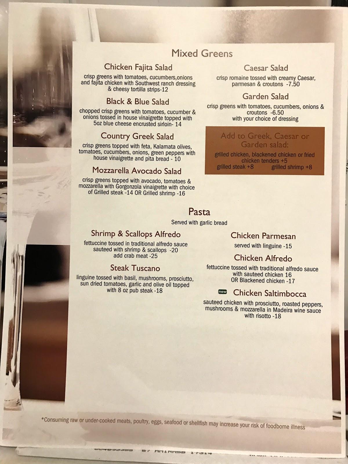 Menu at Peach Bottom Inn restaurant, Delta