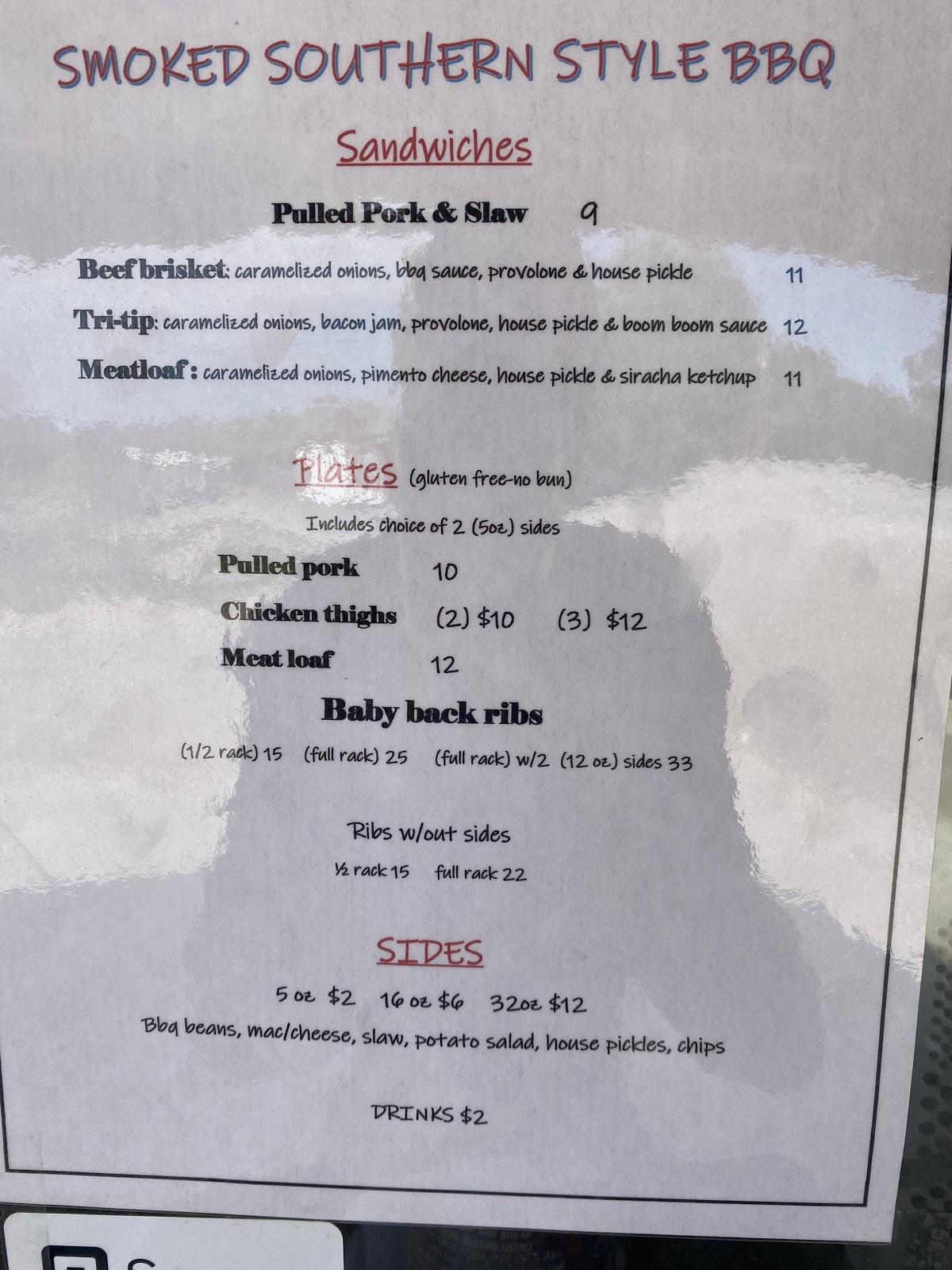 Menu at Capt Ron’s Smokehouse restaurant, Driggs
