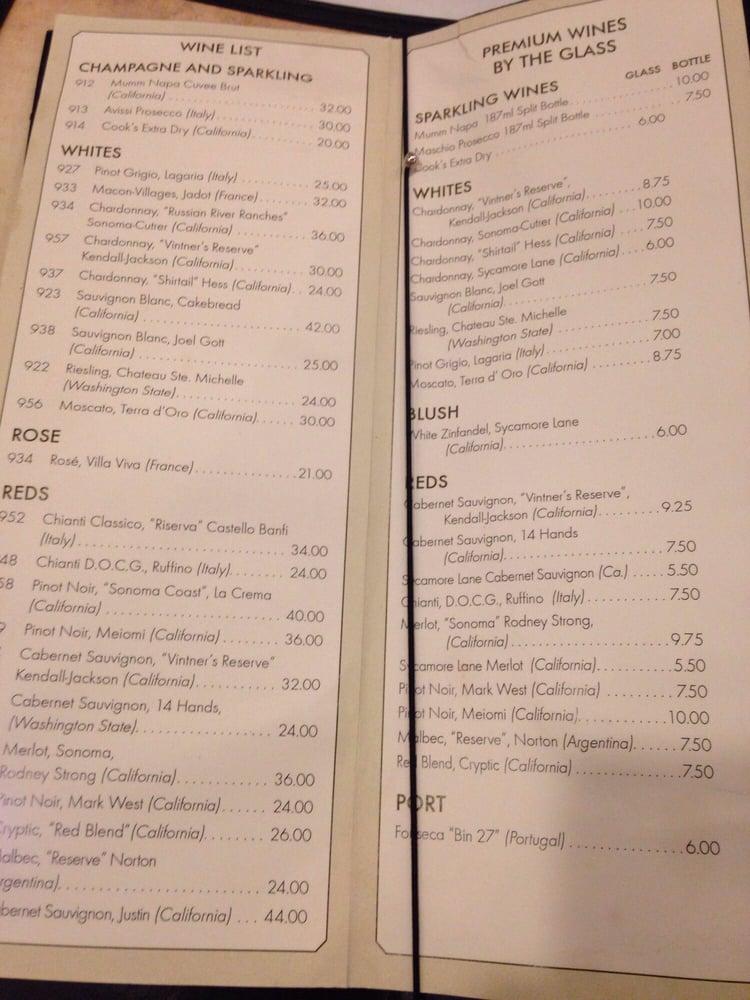 Menu at Riccobono's Peppermill restaurant, Metairie