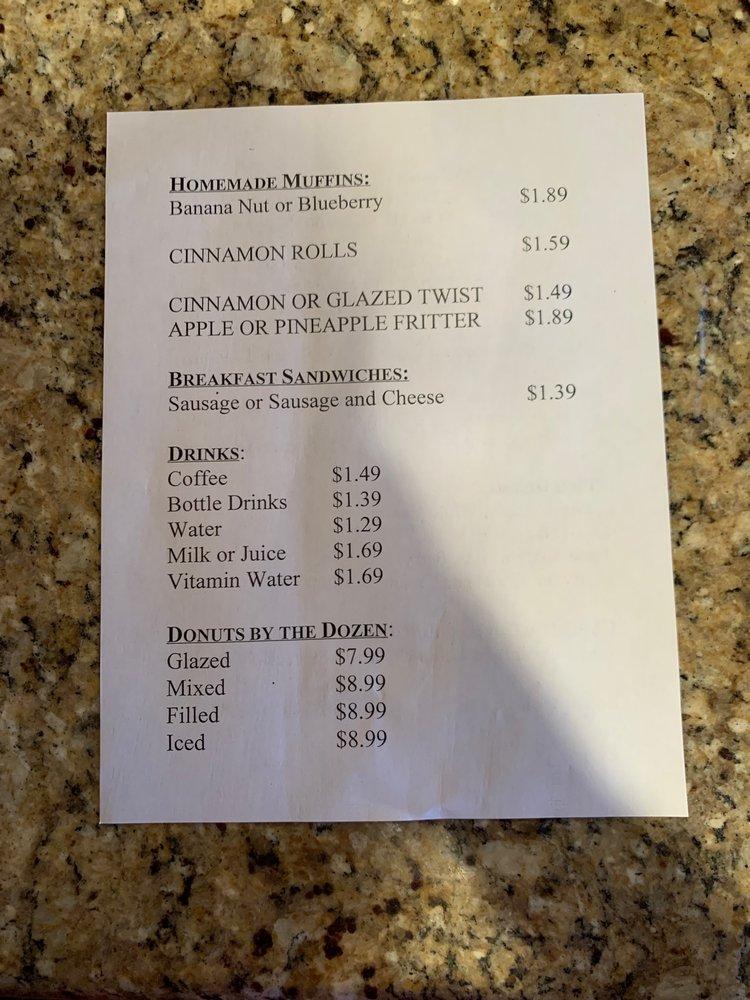 Menu at Murray's Donuts, Sumter, 627 Bultman Dr