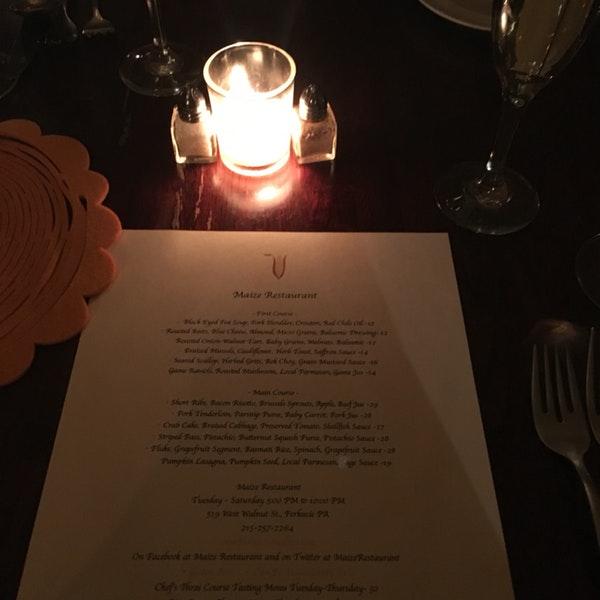 Menu at Maize Restaurant, Perkasie