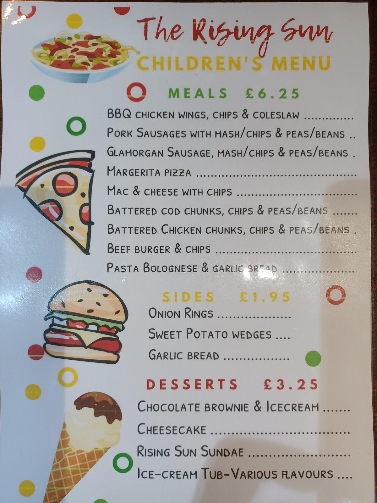 Menu at The Rising Sun Inn pub & bar, Haverfordwest