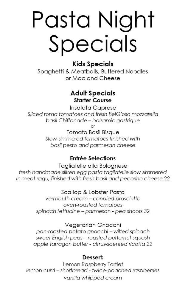 Menu at Western Racquet Club, Elm Grove