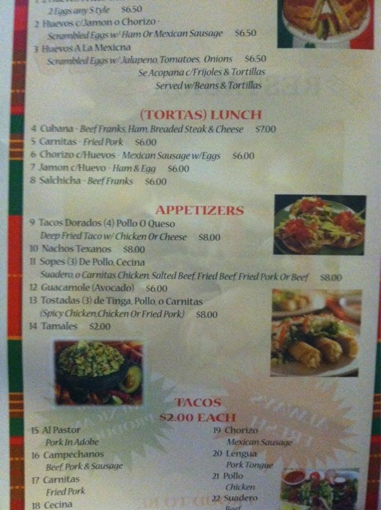 Menu at El Rodeo restaurant, East Moriches