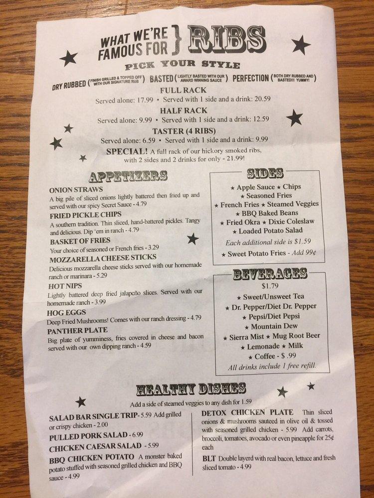 Menu at Carolyn’s RazorBack Ribs BBQ, Yellville