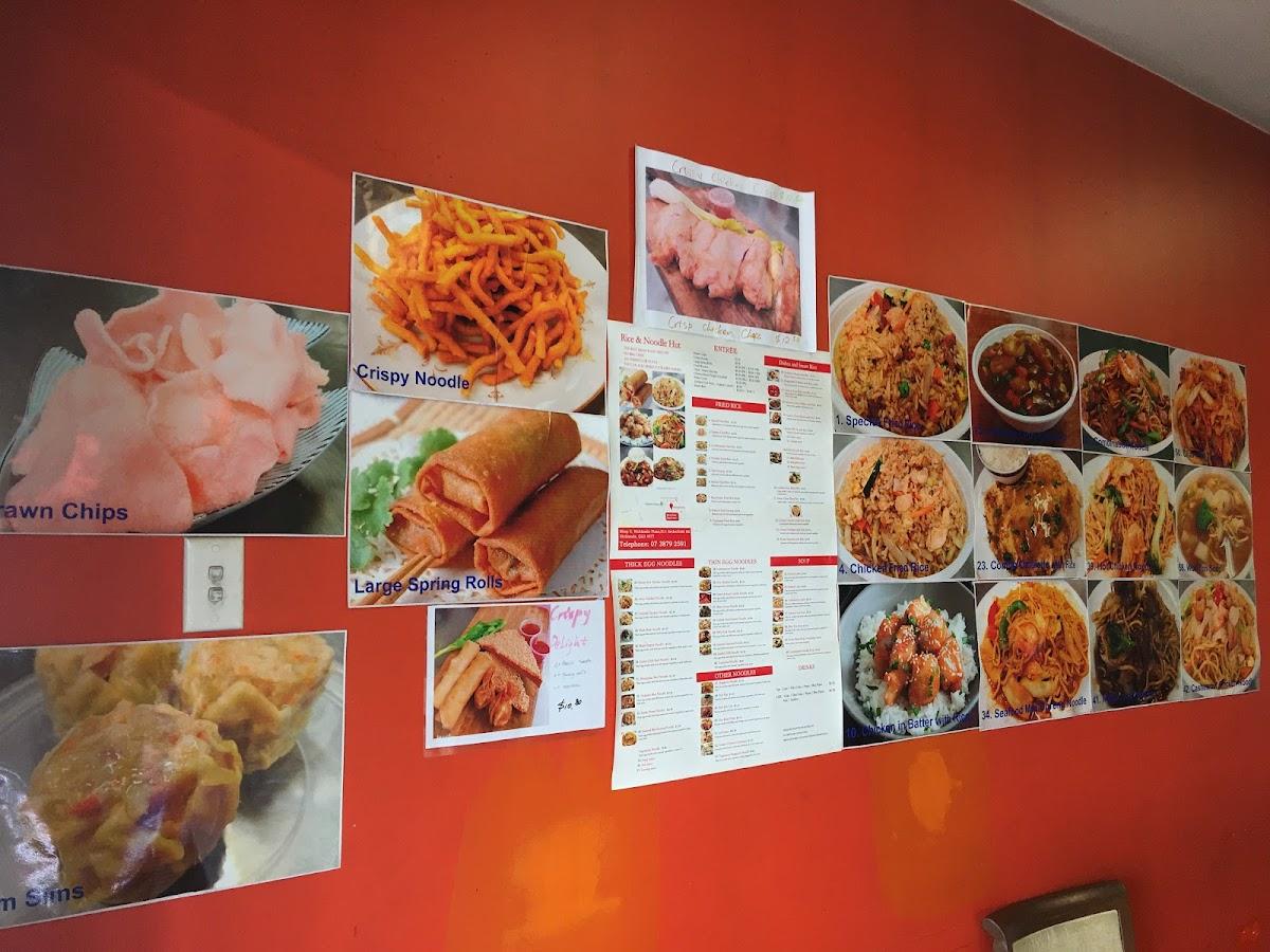 Menu at rice and noodle hut restaurant, Richlands