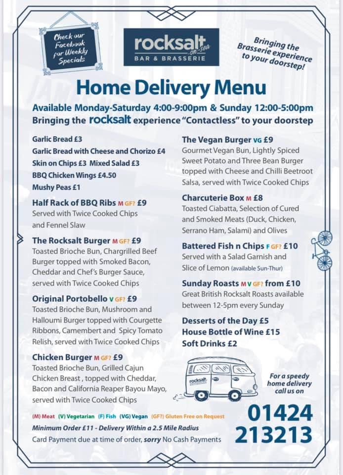 Menu at Rocksalt On Sea pub & bar, Bexhill